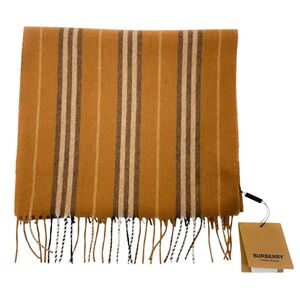 BURBERRY DARK CHESTNUT BROWN SMALL ICON STRIPE SCARF